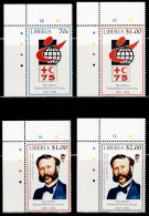Liberia 1994, 75 Years Of The National Red Cross And Red Crescent: Anniversary Emblem, Henri Dunant, MiNr. 1610-1613 - Red Cross