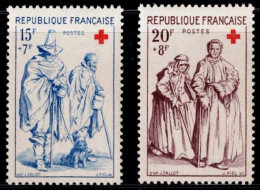 France 1957, Croix-Rouge/Red Cross: Blind Man With His Dog And Disabled Person, Beggars, MiNr. 1175-1175 - Rotes Kreuz