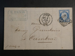 DM 17  FRANCE   LETTRE   1875 LUCON   A  CAMBRAI  FRANCE    +AFF. INTERESSANT +++ - 1849-1876: Klassik