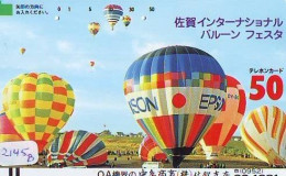 Telecarte JAPON * (2145B) BALLON * MONTGOLFIERE - Hot Air Balloon * Aerostato * Heißluft PHONECARD JAPAN - - Sport