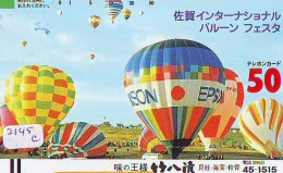Telecarte JAPON * (2145C) BALLON * MONTGOLFIERE - Hot Air Balloon * Aerostato * Heißluft PHONECARD JAPAN - - Sport