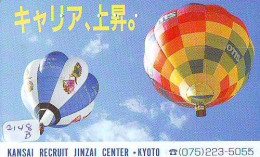 Telecarte JAPON * (2148B) BALLON * MONTGOLFIERE - Hot Air Balloon * Aerostato * Heißluft PHONECARD JAPAN - - Deportes