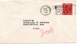 77173 - Canada - 1949 - 4¢ KGVI GAU TORONTO - REMEMBRANCE DAY ... -> Fayetteville, AR (USA) - Covers & Documents