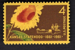 202748169  1961 SCOTT 1183 (XX) POSTFRIS MINT NEVER HINGED -  KANSAS STATEHOOD - FLOWER - Unused Stamps