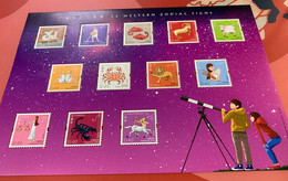 HK Stamp MNH Sheet Zodiac Signs 2012 Space Crabs Lion Archery Sheetlet Of 12 Different - Unused Stamps