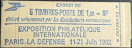 2155 C1a Conf. - Daté 6/ 20.8.8- Gomme Mate Tropical Carnet Sabine 1.60F Rouge - Moderne : 1959-...