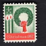 202749212 1962 SCOTT 1205 (XX) POSTFRIS MINT NEVER HINGED   -  CHRISTMAS - WREATH AND CANDLES - Unused Stamps