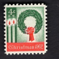 202749212 1962 SCOTT 1205 (XX) POSTFRIS MINT NEVER HINGED   -  CHRISTMAS - WREATH AND CANDLES - Ongebruikt