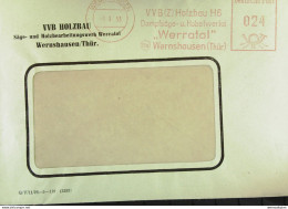 DDR: Brief Mit AFS Deutsche Post =024= WERNSHAUSEN 8.9.53 "VVB (Z) Holzbau H6 Dampfsäge- U. Hobelwerke "Werratal" Thür." - Maschinenstempel (EMA)