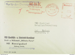 DDR: NfD-Brief Mit AFS DP =030= HENNINGSDORF Vom 19.5.83 Abs: VEB Qualitäts- U. Edelstahl-Kombinat "Wilhelm Florin" - Brieven En Documenten