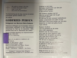 Devotie DP - Overlijden Godfried Persyn Echtg Dedeyne - Wingene 1919 - Tielt 1993 - Décès