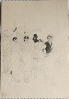 Esquisse Dessin Lavis "Fête De Village" Avec Tambourin Et Victuailles. Fond D'Atelier Signé B.F.  Flournoy Vers 1891 - Dessins