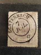 1875-1880. Luxemburgo. Escudo Armas. 10 Centimos. Dentado 13. Usado Echternach 7 Juillet. Mi 31 - 1859-1880 Armoiries