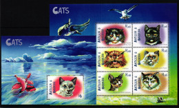 Antigua Barbuda 3142-3147 Und Block 454 Postfrisch Kleinbogen / Katze #KC206 - Antigua Y Barbuda (1981-...)