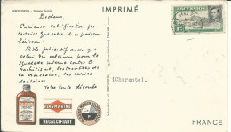 ASCENSION CARTE BIOMARINE PLASMARINEL 1 D ST HELE DE 1953  LETTRE COVER - Ascension (Ile De L')