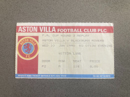 Aston Villa V Blacknurn Rovers 1989-90 Match Ticket - Tickets & Toegangskaarten