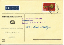 Portugal Cover Sent To Denmark 1968 Single Franked Europa Cept 3,50 1968 - Briefe U. Dokumente