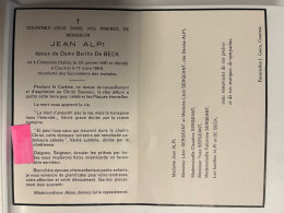 Devotie Devotion DP - Overlijden Jean Alpi Echtg De Beck - Compiano (Italie) 1881 - Kortrijk 1969 - Décès