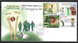 BANGLADESH. N°786-9 De 2007 Sur Enveloppe 1er Jour. ICC Cricket World Cup 2007. - Cricket