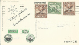 MALTE CARTE BIOMARINE MARINOL / IONYL 1,5 D VALLETTA POUR COGNAC ( CHARENTE ) DE 1951 LETTRE COVER - Malta