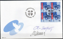 Martin Mörck. Denmark 2007.  50 Anniv Danish UN Peace Mission. Michel 1461, 4-block FDC. Signed. - FDC