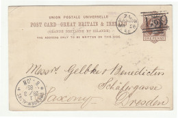 Great Britain Old Burns. Crawford & Co., Glasgow QV Postal Stationery Postcard Posted 1885 To Dresden B240401 - Stamped Stationery, Airletters & Aerogrammes