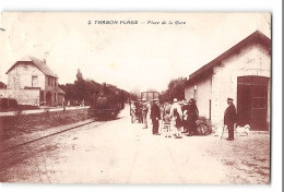 CPA 44 Tharon Plage La Gare Et Le Train Tramway - Tharon-Plage