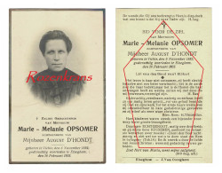 Marie Melanie Opsomer August D'Hondt Vichte Elsegem Elseghem 1933 Met Foto Photo Doodsprentje Bidprentje - Décès