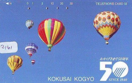 Telecarte JAPON * (2161) BALLON * MONTGOLFIERE - Hot Air Balloon * Aerostato * Heißluft PHONECARD JAPAN - - Sport