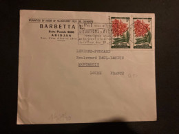 LETTRE BARBETTA PLANTES Pour La FRANCE TP FLEUR PLUMERIA RUBRA 5F Paire OBL.MEC.20-1 1965 ABIDJAN RP - Côte D'Ivoire (1960-...)