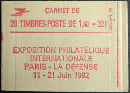 2187 C4 Conf. 8 Date 6/ 1.2.82 Carnet Fermé Liberté 1.60F Rouge - Moderne : 1959-...