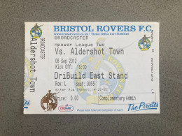 Bristol Rovers V Aldershot Town 2012-13 Match Ticket - Tickets & Toegangskaarten