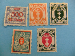 111 ALEMANIA REPUBLICA De WEIMAR / DANTZIG 1921-1923 YVERT 150+73+77+102+80 MH - Mint