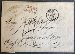 France, Lettre Taxée ROUEN, Cachet Du 21.8.1861 + Griffe APRES LE DEPART - (B2639) - 1849-1876: Période Classique