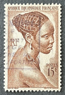 FRAEQ0224U3 - Local Motives - Bakongo Young Woman - 15 F Used Stamp - AEF - 1947 - Oblitérés