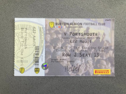 Burton Albion V Portsmouth 2022-23 Match Ticket - Tickets & Toegangskaarten