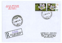 CP 21 - 2206-a RABBIT And Flowers, Romania - Registered, Stamp With Vignette - 2012 - Cartas & Documentos