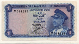 Brunei Darussalam  1 Dollar Ringgit 1967 P-1  AUNC-UNC Foxing - Brunei