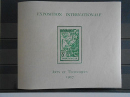 MARTINIQUE YT BF 1 EXPOSITION INTERNATIONALE DE 1937** - Blocs-feuillets