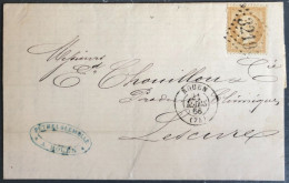 France, N°21 Sur Lettre (LSC) De ROUEN, Cachet Du 21.3.1866 - (B2651) - 1849-1876: Klassieke Periode