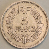 France - 5 Francs 1945 B Open 9, KM# 888b.2 (#4125) - 5 Francs