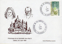 France 1980 Pélerinage Du Pape Jean-Paul II à La Cathédrale De Lisieux , Cachet Illustré - Päpste