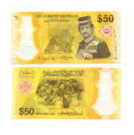 Brunei Darussalam 50 Dollars Ringgits 2017 Commemorative 50th Anniversary Ascension Polymer P-37 UNC Prefix F/3 - Brunei