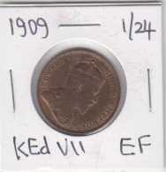 Jersey Coin 1909 Twentyfourth Shilling King Edward V11  Condition Extra Fine - Jersey