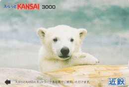 Carte Prépayée JAPON - ANIMAL - OURS POLAIRE / Bébé Baby - POLAR BEAR JAPAN Kansai Lagare Card - EISBÄR - BE 831 - Andere & Zonder Classificatie