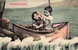 ENFANTS - Souhaits Sincères - Enfants Dans Un Bateau - Carte Postale Ancienne - Sonstige & Ohne Zuordnung