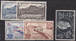 Réunion - YT N° 247 à 251 ** - Neuf Sans Charnière - 1944 - Neufs