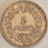 France - 5 Francs 1948 B Open 9, KM# 888b.2 (#4128) - 5 Francs