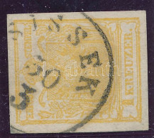 O 1850 1kr MP Ib Típus Aranysárga, Kisebb Lemezhibákkal / Type MP Ib, Golden Yellow, With Small Plate Flaws "SISSEK" Cer - Autres & Non Classés