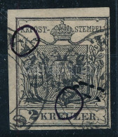 O 1850 2kr HP I. Fekete, Lemezhibák A Kreuzer Feletti Vonalon + A Pajzs Bal Oldalánál / Black, With Plate Flaws. "NAGY K - Autres & Non Classés